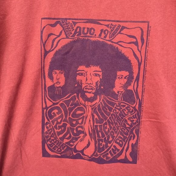 Y2K Jimi Hendrix Experience T-Shirt Mens XL Red Band Graphic Tee RARE - Picture 2 of 11
